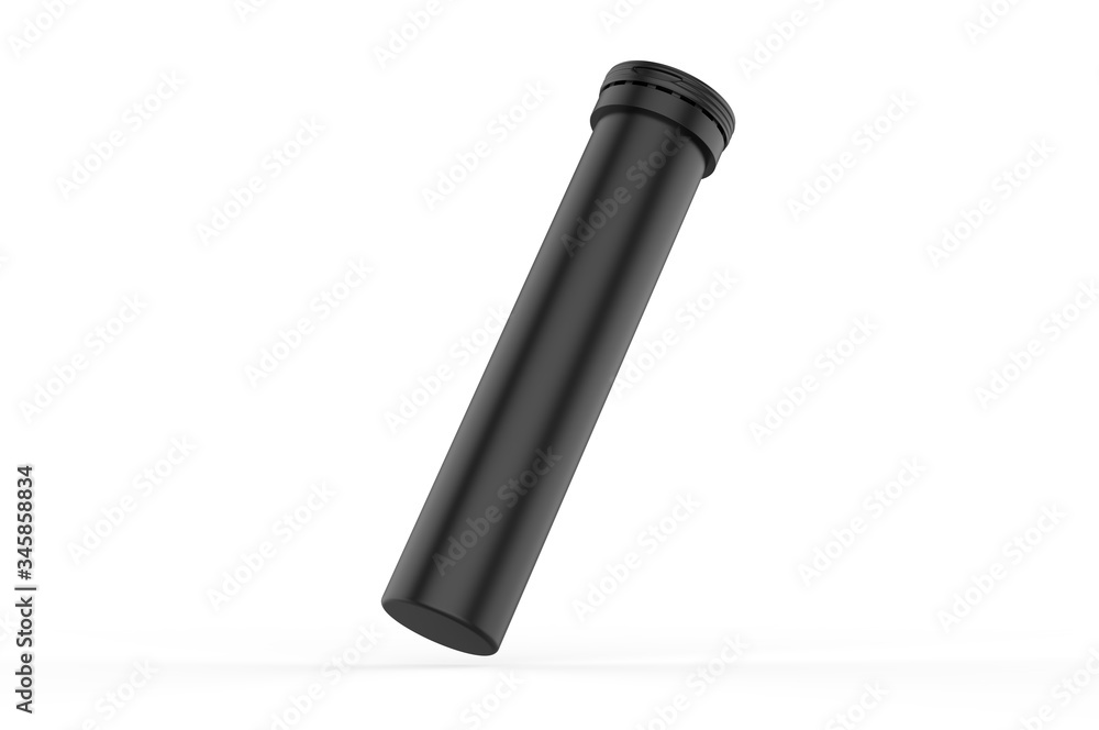 Blank Plastic Health Aid Supplement Vitamin Round Dissoluble Pills Tablet Tube Bottle With Desiccant Spring Cap Packaging for branding and mock up On White Background, 3d render illustration. Blank Plastic Health Aid Supplement Vitamin Round Dissoluble Pills Tablet Tube Bottle With Desiccant Spring Cap Packaging for branding and mock up On White Background, 3d render illustration.