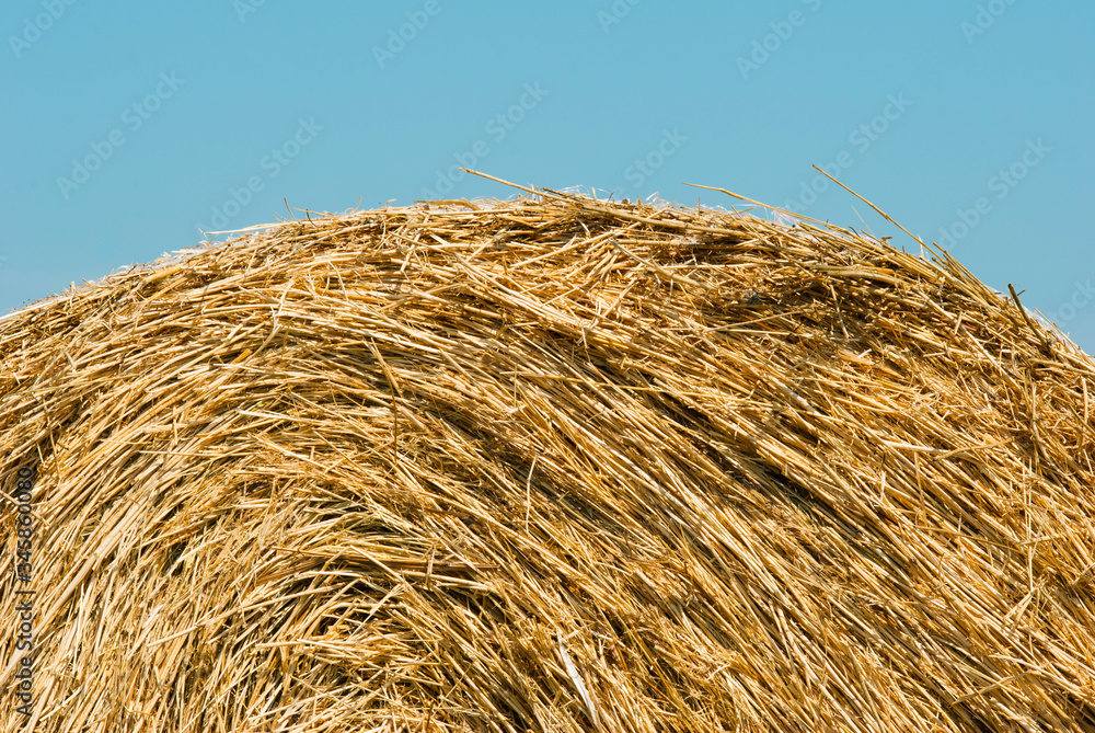 bale of straw abstract background, blue sky bale of straw abstract background, blue sky