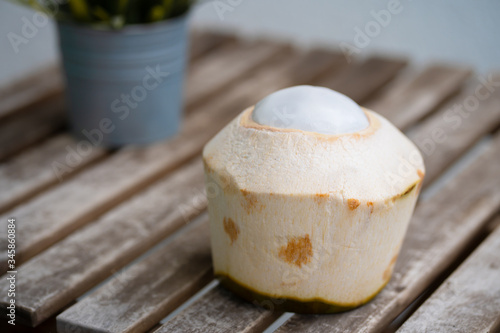 Peeled Coconut Ready to Eat. Peelless coconut photo