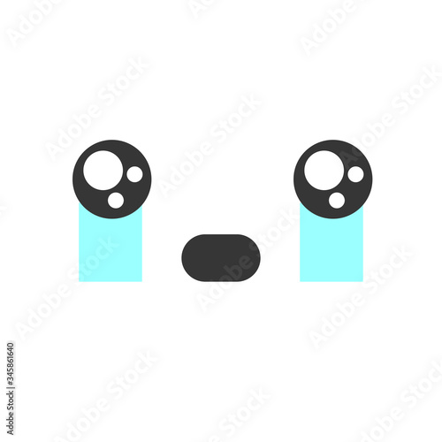 Crying kawaii cute emotion face, emoticon vector icon. Characters and emoji cartoon design