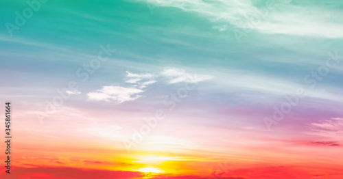 Colorful sunrise light in beautiful sky and clouds