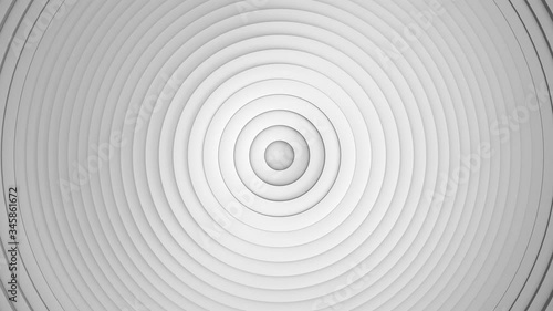 Abstract pattern of circles with the effect of displacement. White clean rings animation. Abstract background with waving surface in motion. Animation of seamless loop.