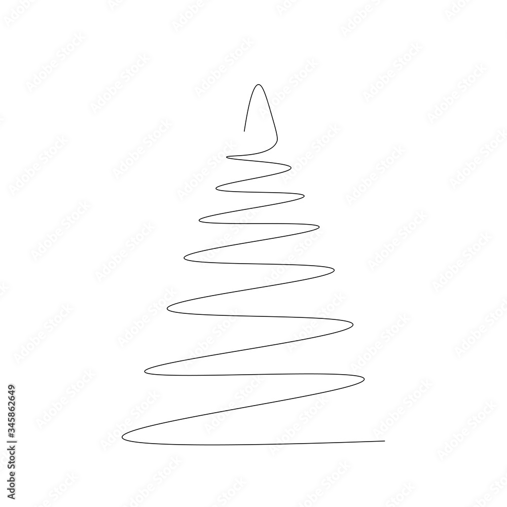 Christmas tree line drawing, vector illustration Christmas tree line drawing, vector illustration
