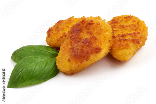American fast food. Fried Chicken nuggets, isolated on white background