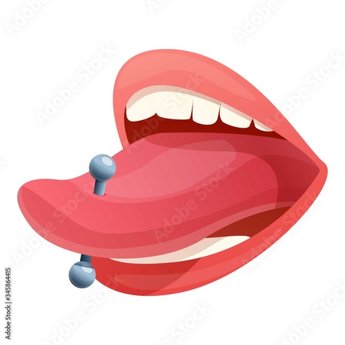 Tongue piercing icon. Cartoon of tongue piercing vector icon for web design isolated on white background