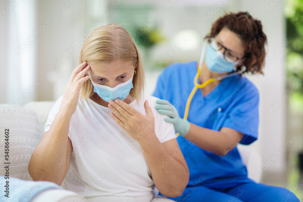 Doctor examining sick patient. Ill woman in clinic Doctor examining sick patient. Ill woman in clinic