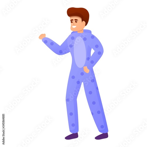 Boy dotted pajama party icon. Cartoon of boy dotted pajama party vector icon for web design isolated on white background