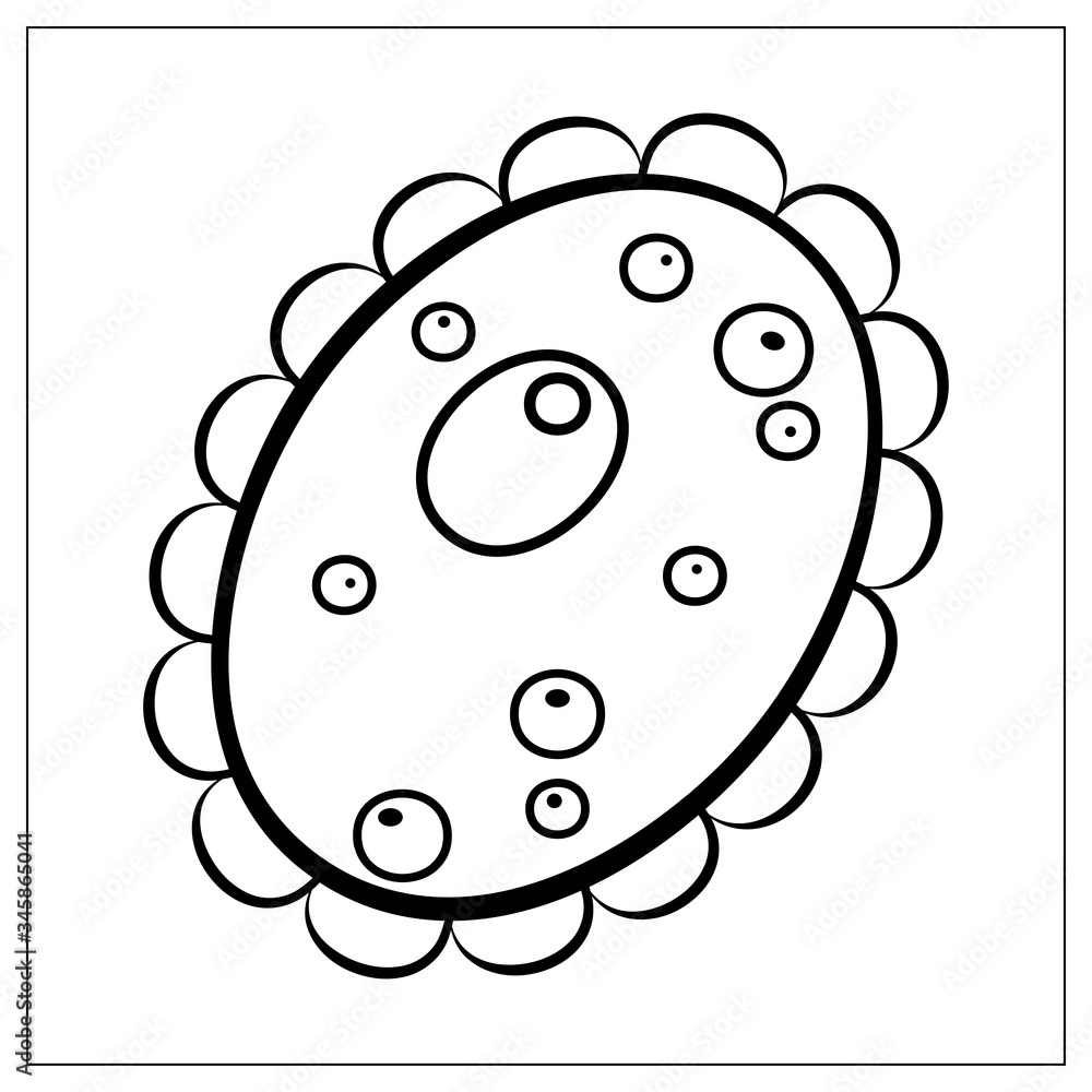 Fototapeta premium Vector illustration with outlines of bacteria, virus, cells, germs or epidemic bacillus. For web, logo, app, UI. Isolat