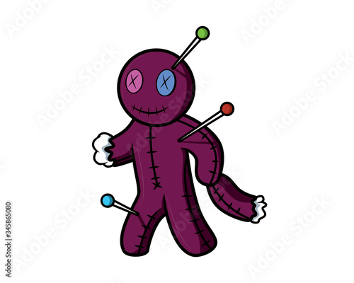 Detailed Smiling Voodoo Doll Illustration
