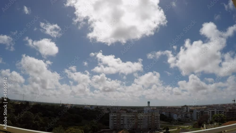 Sunny sky Time lapse from balcony, clouds moving fast Sunny sky Time lapse from balcony, clouds moving fast