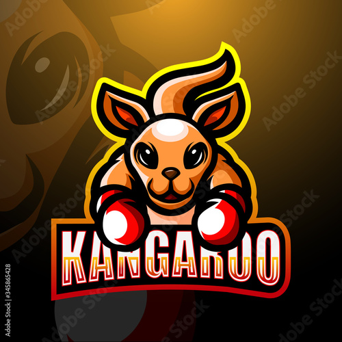 Boxing kangaroo mascot esport logo design