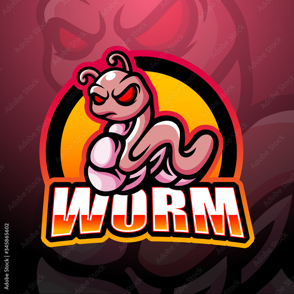 Worm mascot esport logo design