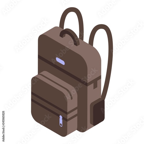 Fisherman backpack icon. Isometric of fisherman backpack vector icon for web design isolated on white background