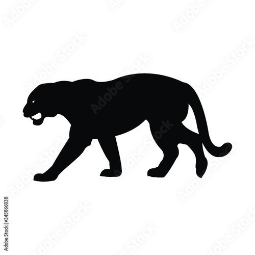 Panther leopard hunter dark silhouette animal Africa  jaguar hunter run dangerous mascot
