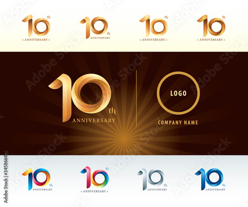 Set of 10th Anniversary logotype design, Ten years celebration Anniversary Logo