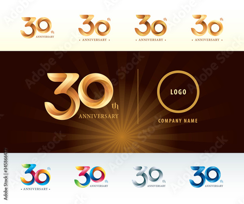 Set of 30th Anniversary logotype design, Thirty years celebration Anniversary Logo