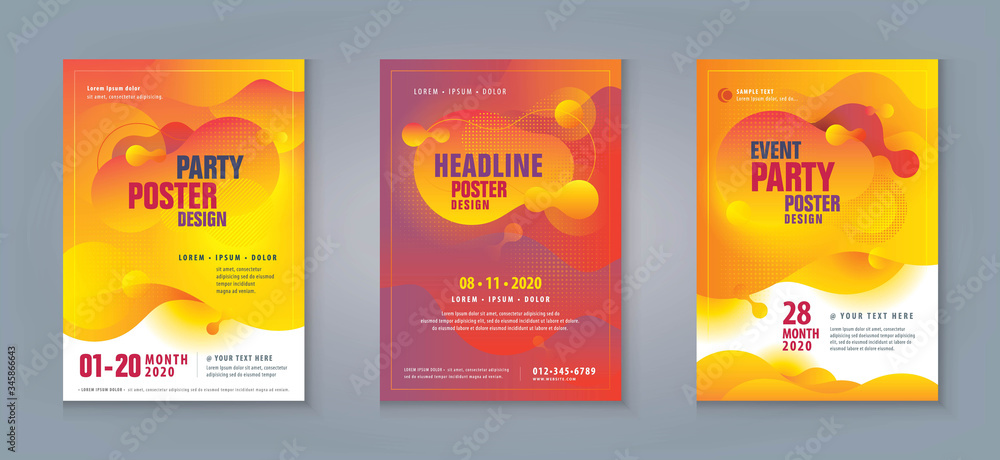 Business Flyer Poster Design Set. Layout Template, Abstract Liquid Shape Fluid Design