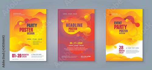 Business Flyer Poster Design Set. Layout Template, Abstract Liquid Shape Fluid Design