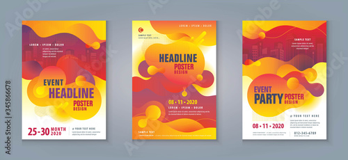 Business Flyer Poster Design Set. Layout Template, Abstract Liquid Shape Fluid Design