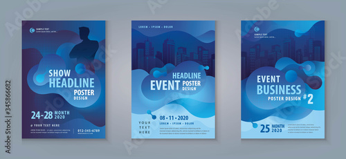 Business Flyer Poster Design Set. Layout Template, Abstract Liquid Shape Fluid Design