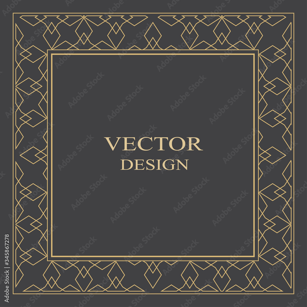 Gold decorative frame in art deco style.
