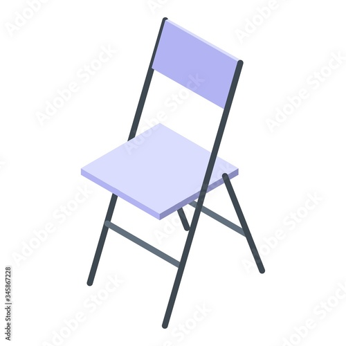 Folding plastic chair icon. Isometric of folding plastic chair vector icon for web design isolated on white background
