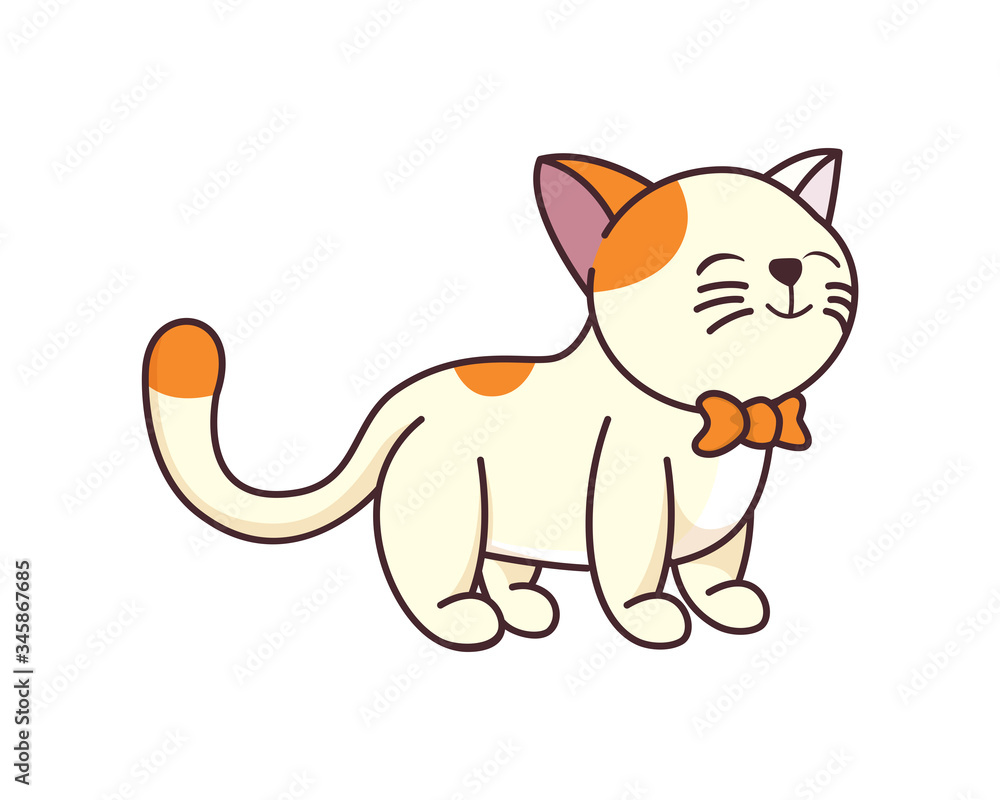 Cute and Sweet Kitten Illustration with Cartoon Style