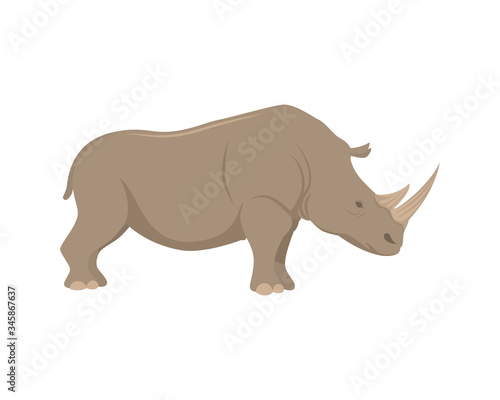 Detailed Rhinoceros with Standing Gesture Illustration © mayantara