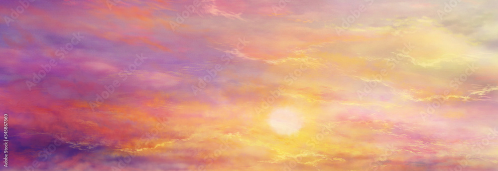 Obraz premium 夕陽と空の風景イラスト