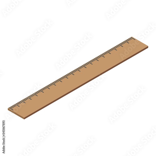 Wooden ruler icon. Isometric of wooden ruler vector icon for web design isolated on white background