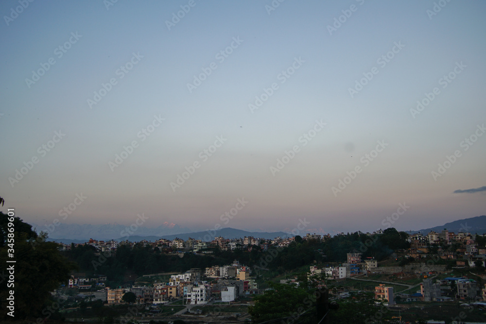 Sun setting over Kathmandu Valley