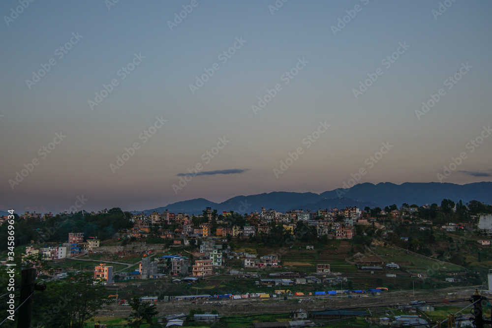 Sun setting over Kathmandu Valley