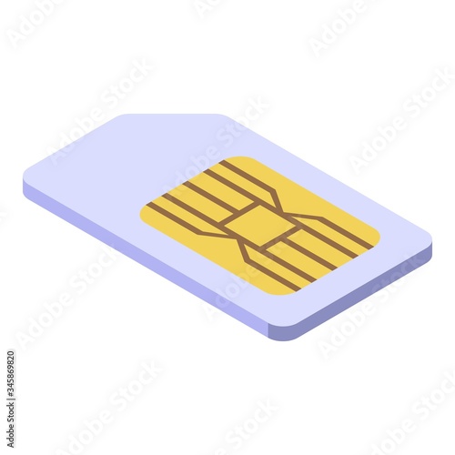Mobile sim card icon. Isometric of mobile sim card vector icon for web design isolated on white background