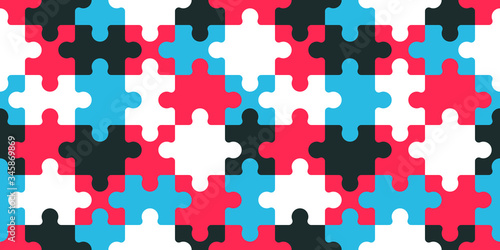 Seamless pattern with Puzzle. Flat Style