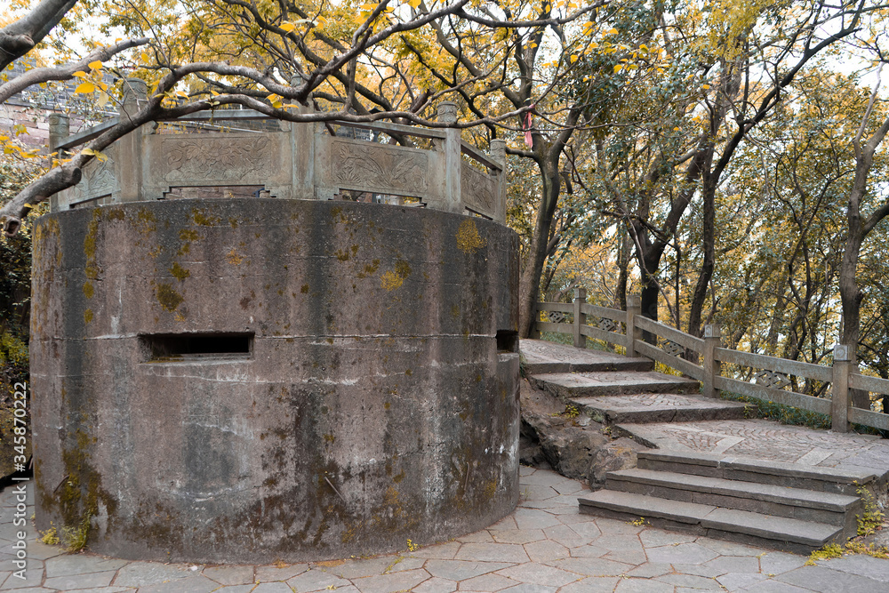 Fototapeta The blockhouse built in World War II. This blockhouse was