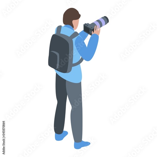 Young photographer icon. Isometric of young photographer vector icon for web design isolated on white background