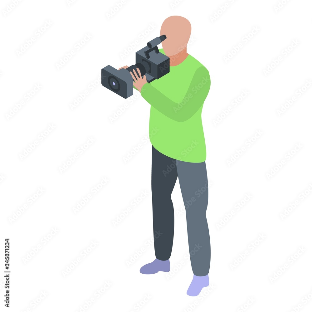 Media cameraman icon. Isometric of media cameraman vector icon for web design isolated on white background Media cameraman icon. Isometric of media cameraman vector icon for web design isolated on white background