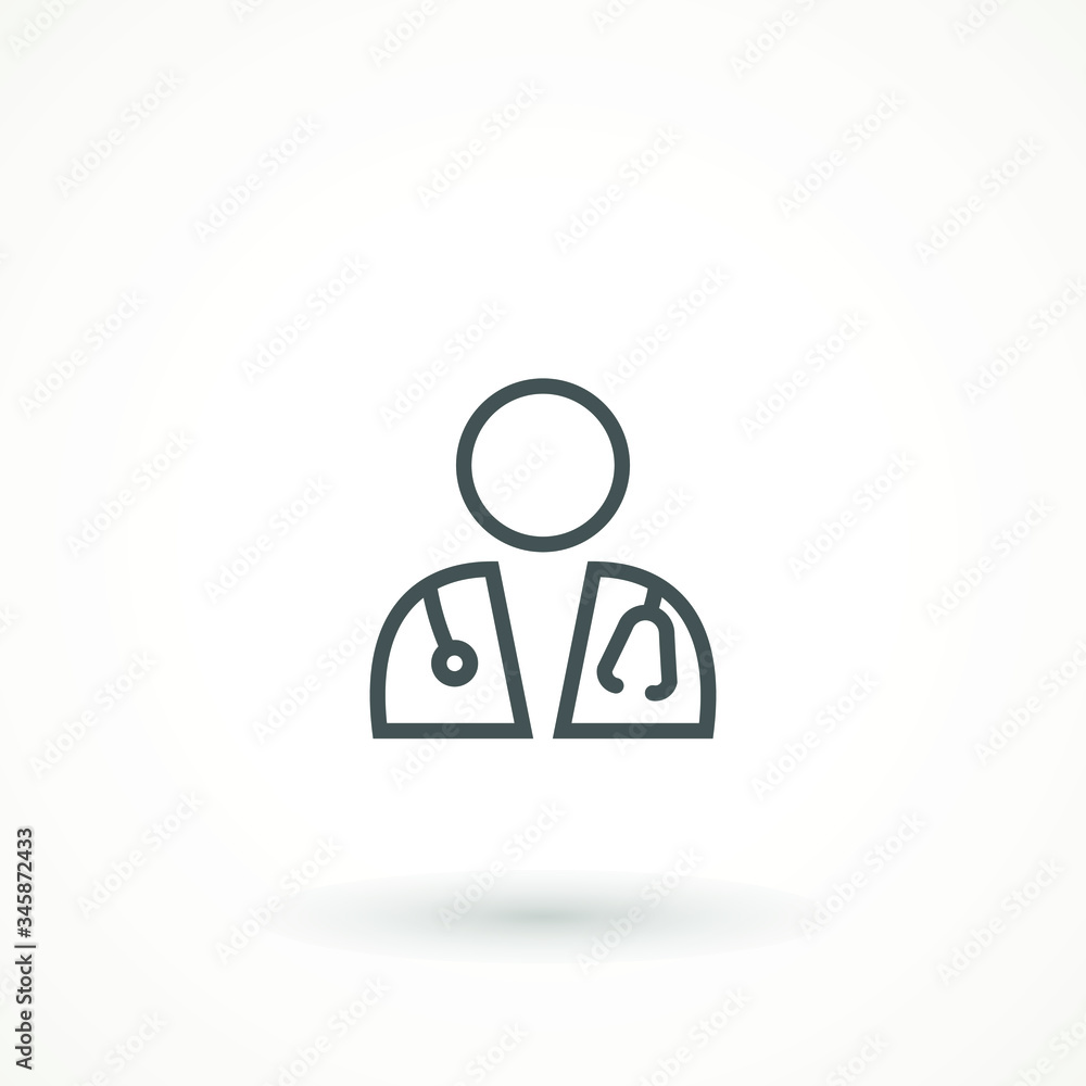 Medical Doctor Icon Male Health Care Physician With Stethoscope around his neck. Family doctor - a provider of patient care flat design template vector isolated illustration Medical Doctor Icon Male Health Care Physician With Stethoscope around his neck. Family doctor - a provider of patient care flat design template vector isolated illustration