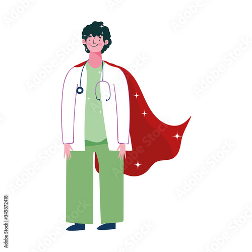 thanks doctor, physician male professional with superhero cape