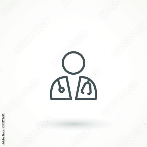 Medical Doctor Icon Male Health Care Physician With Stethoscope around his neck. Family doctor - a provider of patient care flat design template vector isolated illustration