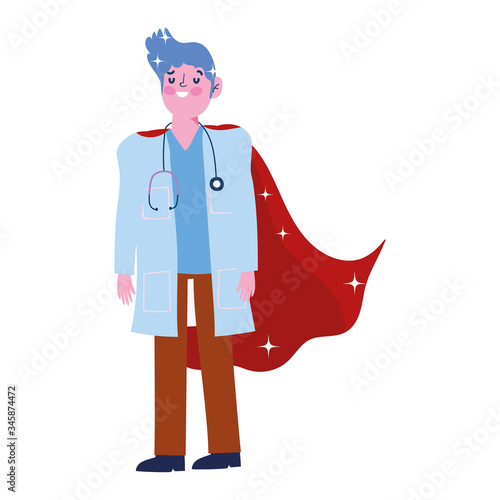 thanks doctor, physician male professional with superhero cape