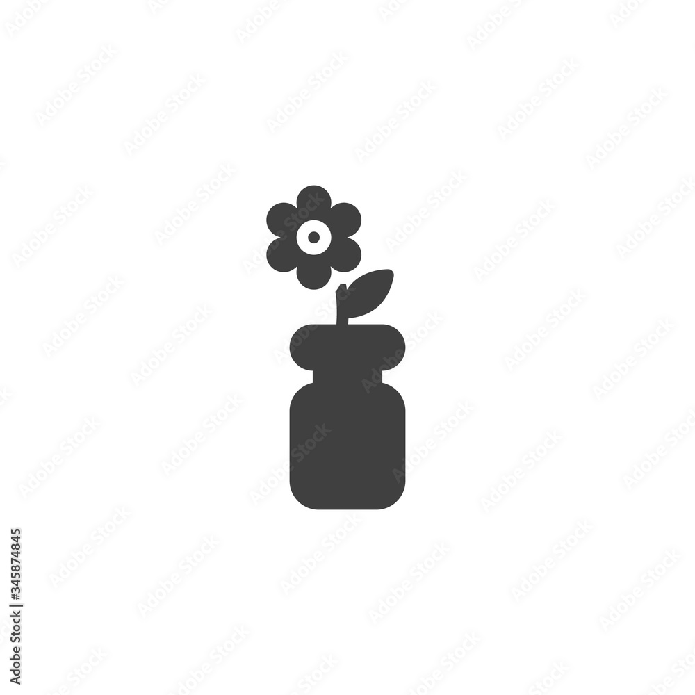 Fototapeta Vase with flower vector icon. filled flat sign for mobile concept and web design. Flower in a vase glyph icon. Symbol, logo illustration. Vector graphics