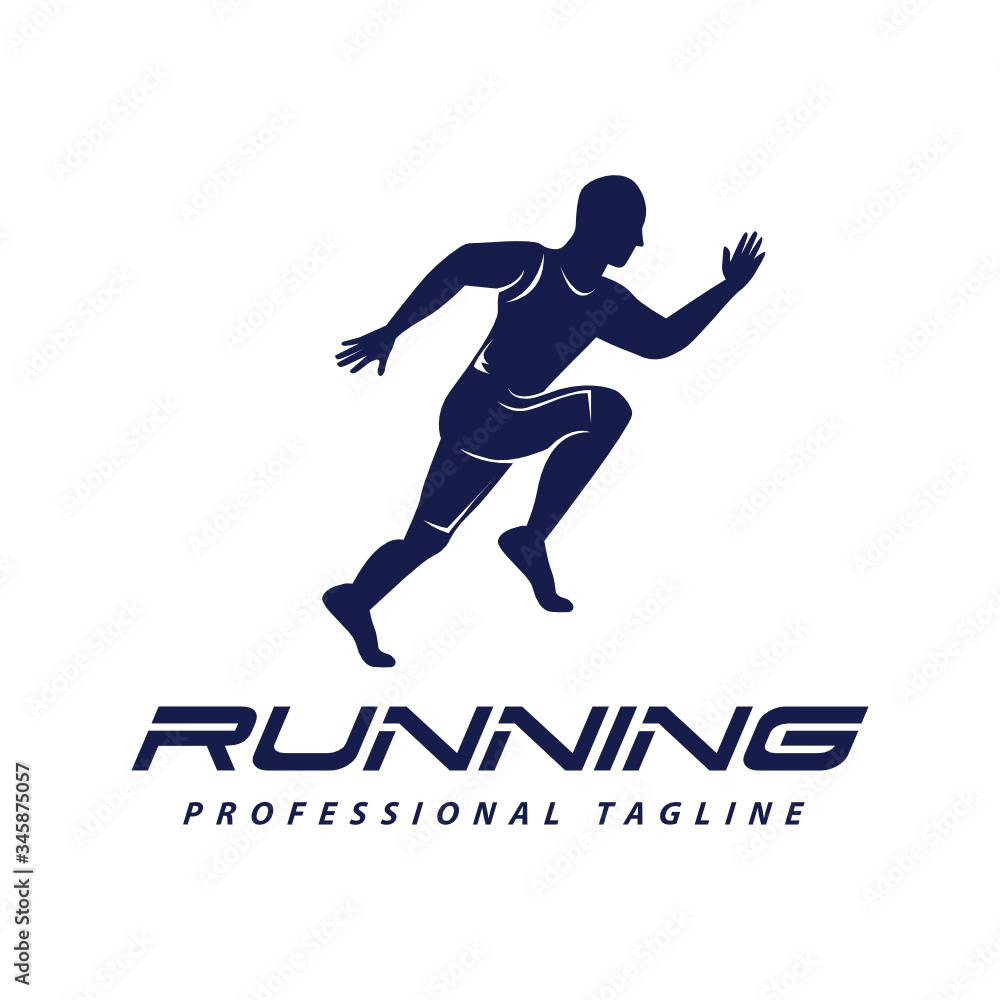Obraz premium Running sprint jogging minimalist athletics logo design template vector