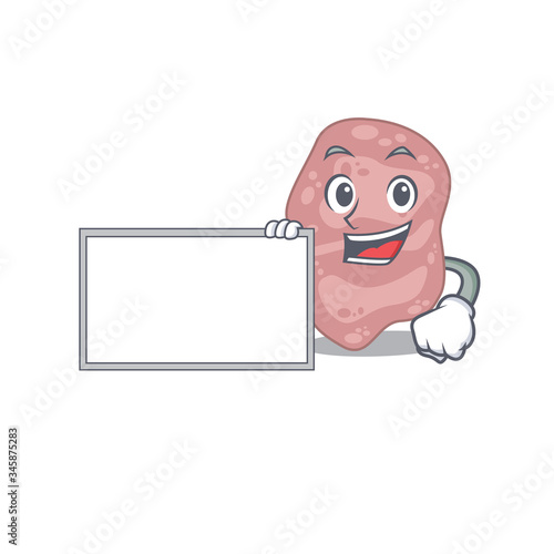 Verrucomicrobia cartoon character design style with board