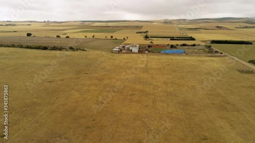 Aerial view of agriculture fields near Santo Domingo de la Calzada, a Spanish village along Way of Saint James. photo