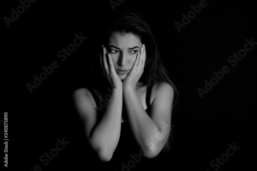 Girl depressed from loneliness and stress