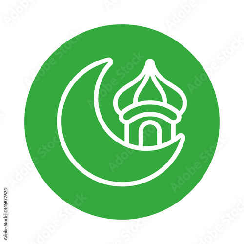 moon night with ramadan temple isolated style icon