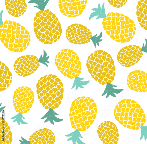 Pineapple pattern summer colorful tropical textile print. Wrapping paper or fabric. 