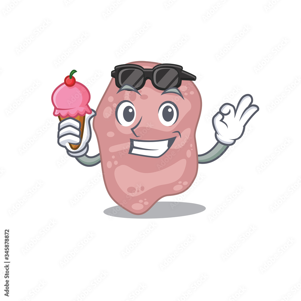 Cartoon design concept of verrucomicrobia having an ice cream
