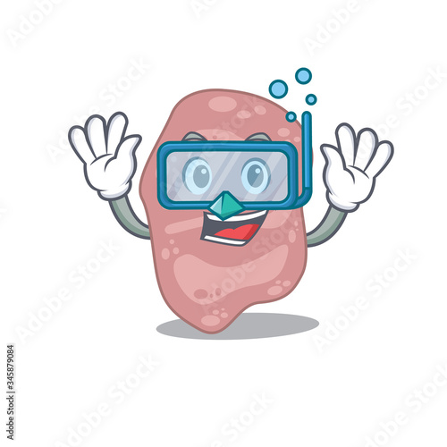 Verrucomicrobia mascot design concept wearing diving glasses